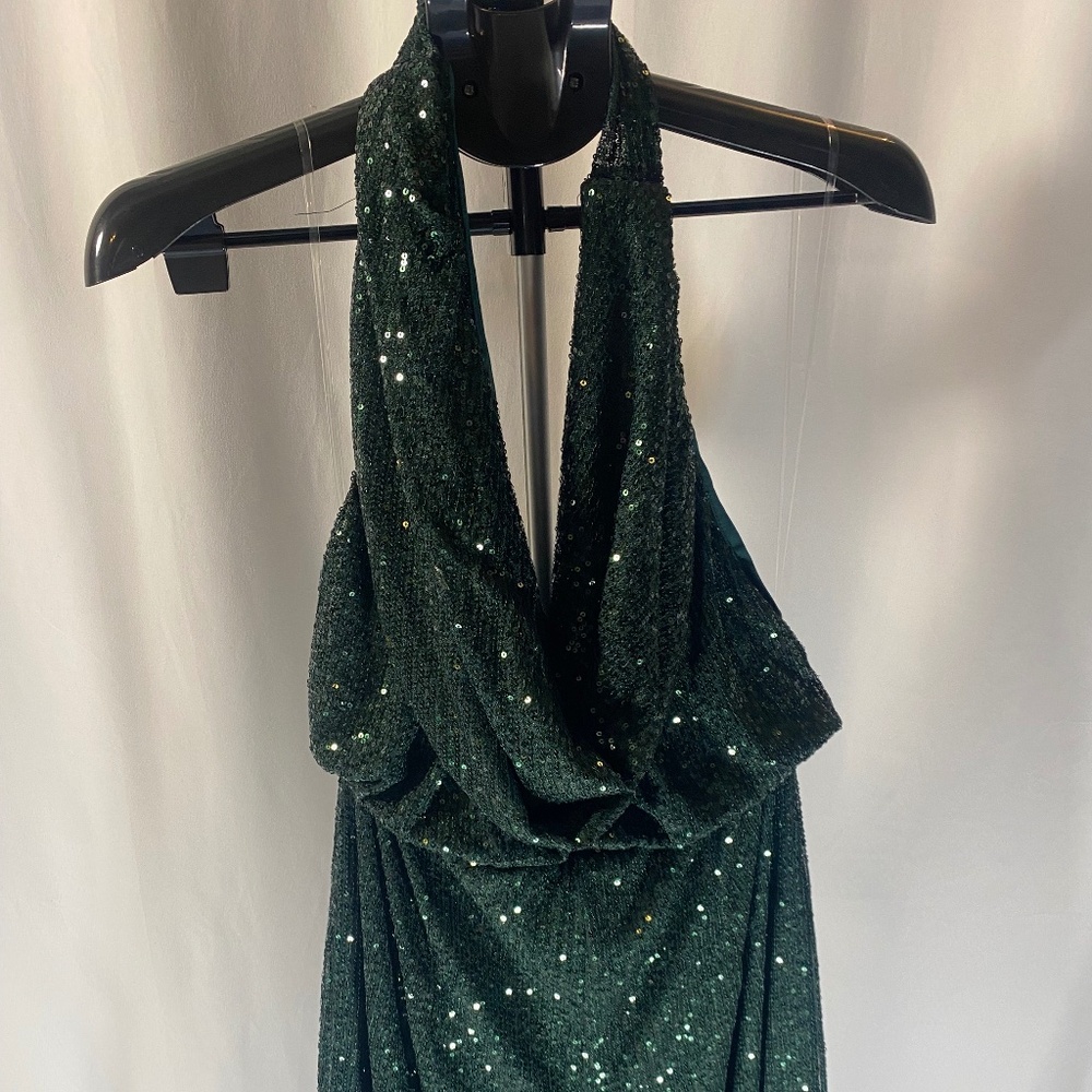 Fashion Nova Thank You Next Sequin Jumpsuit 1X Hunter Green NWT Plus Size Party